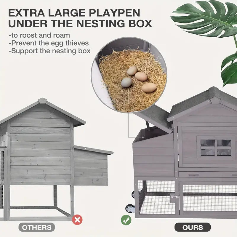 Premium Mobile Chicken Coop with Wheels – Expandable, Easy-Clean Design & UV-Protected Roof