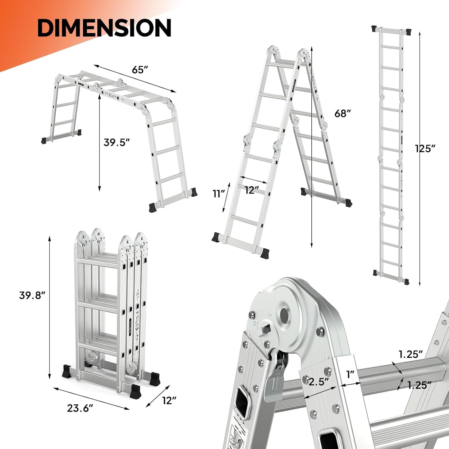 7-in-1 Aluminum Extension Ladder | Folds for Easy Storage