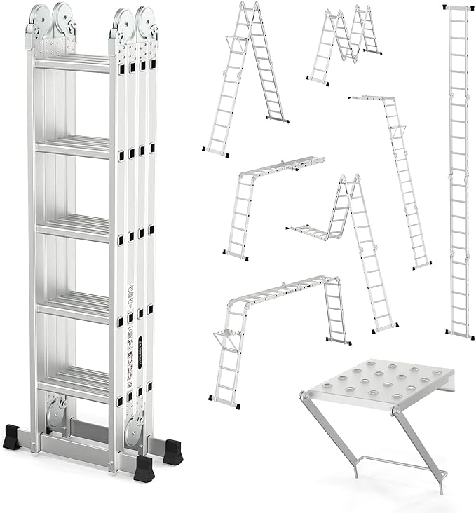 7-in-1 Aluminum Extension Ladder | Folds for Easy Storage