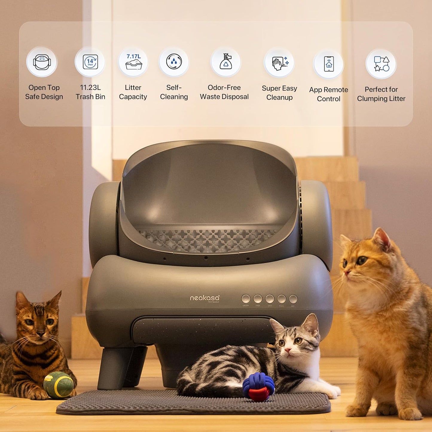 Smart Self-Cleaning Litter Box - Open Design & Odor Control