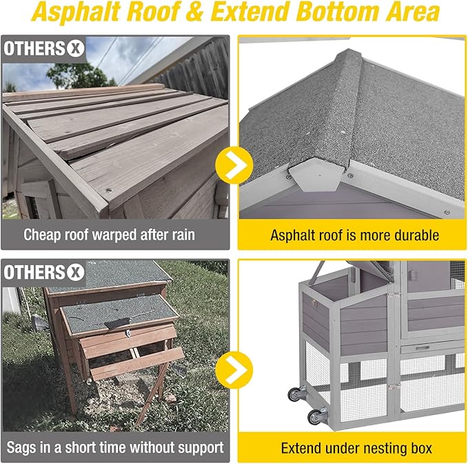 Premium Mobile Chicken Coop with Wheels – Expandable, Easy-Clean Design & UV-Protected Roof