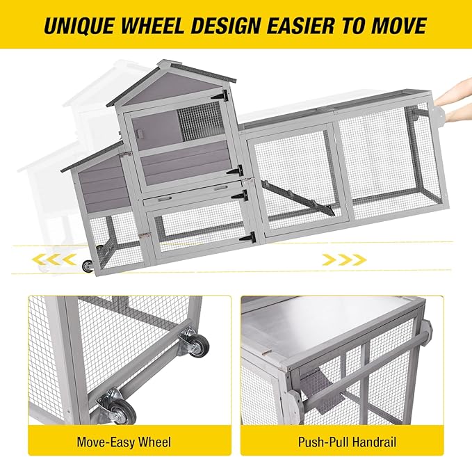 Premium Mobile Chicken Coop with Wheels – Expandable, Easy-Clean Design & UV-Protected Roof