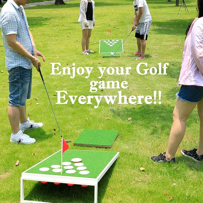 Portable Golf Tossing Game Set - Backyard Chipping Practice with Foam Balls & Targets