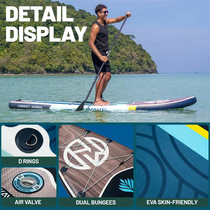 Ultra-Stable Inflatable SUP - 11ft Wood Design, Includes Full Kit