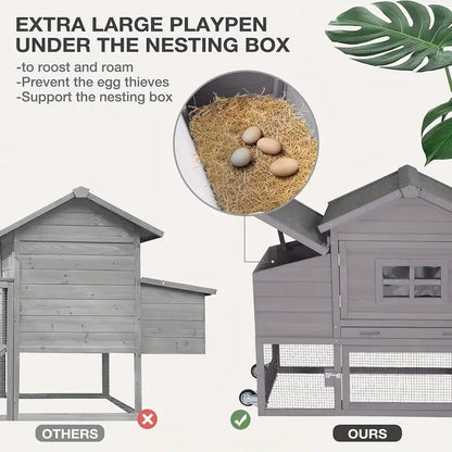 Premium Mobile Chicken Coop with Wheels – Expandable, Easy-Clean Design & UV-Protected Roof