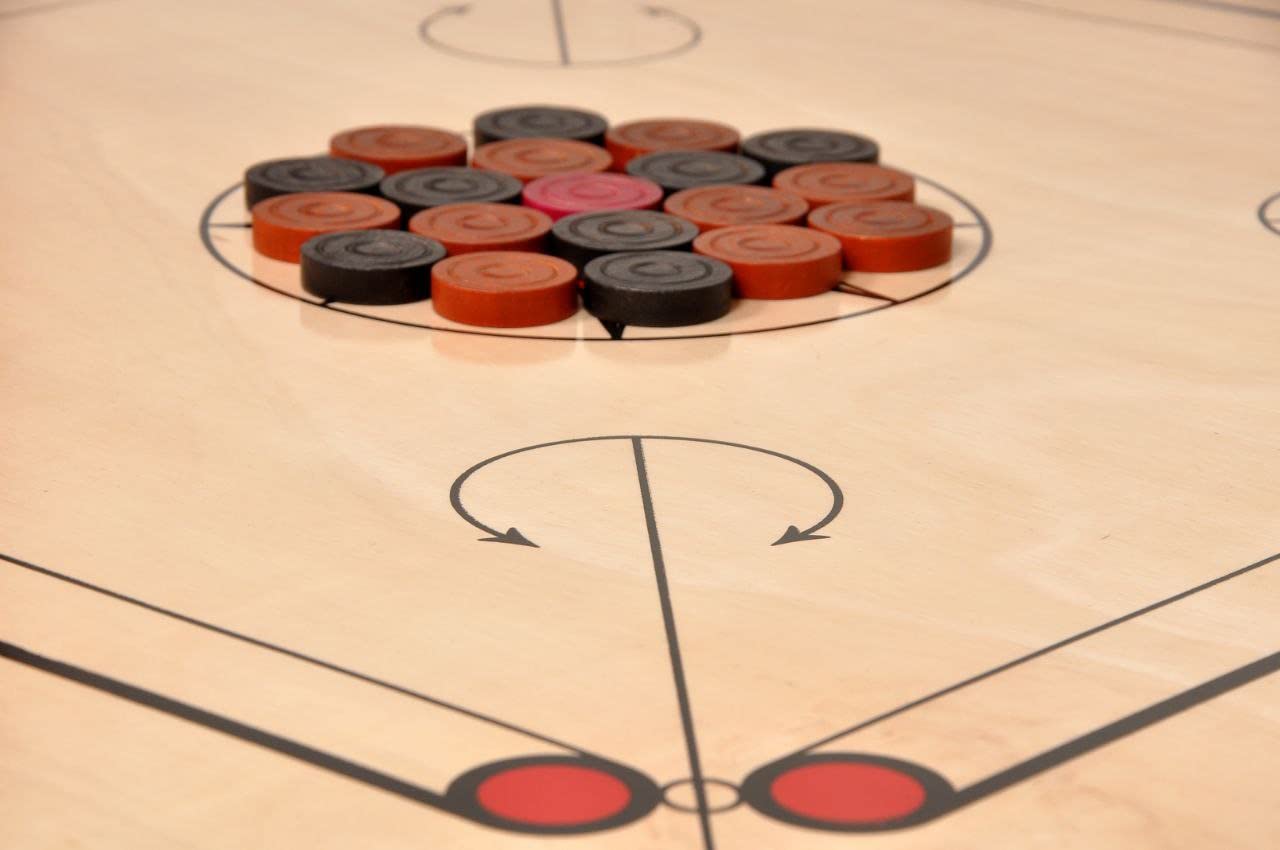 Professional Waterproof Carrom Board - 36x36 Inch Heavy-Duty Tournament Wooden Game Set with Rotating Pockets