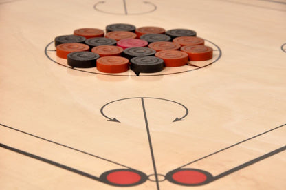Professional Waterproof Carrom Board - 36x36 Inch Heavy-Duty Tournament Wooden Game Set with Rotating Pockets
