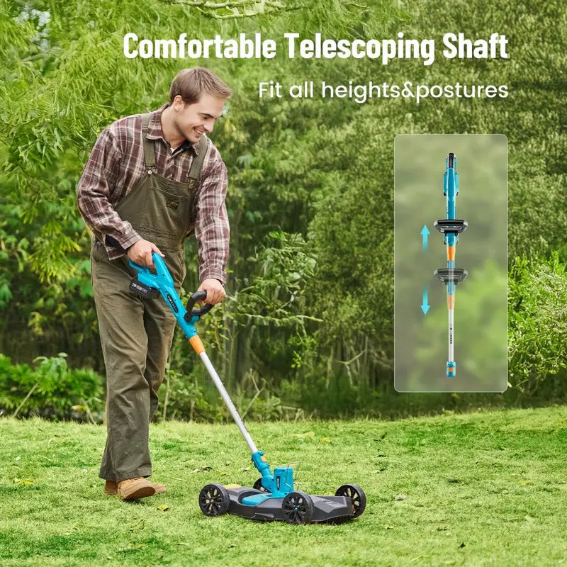 Dual Battery Cordless Lawn Mower - 12" Cut, Adjustable Deck , 3-in-1 & Auto Speed