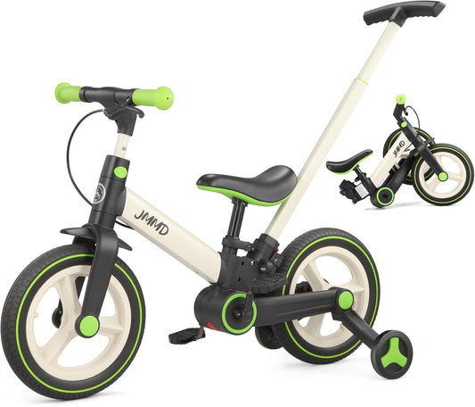 6-in-1 Toddler Bike & Stroller | Foldable Push Bike w/Training Wheels