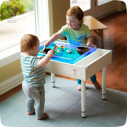 Adjustable Kids Sensory Table with LED Lights & Water Play