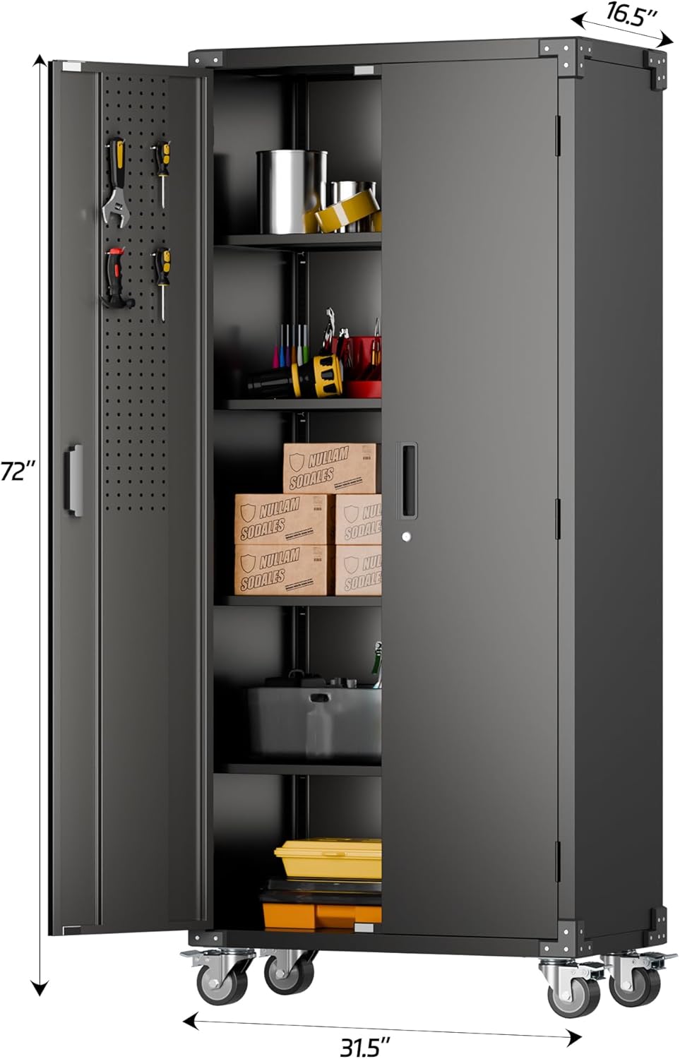 Large Locking Tool Storage on Wheels 🛒🔒 | Adjustable Shelves, 600LBS Capacity