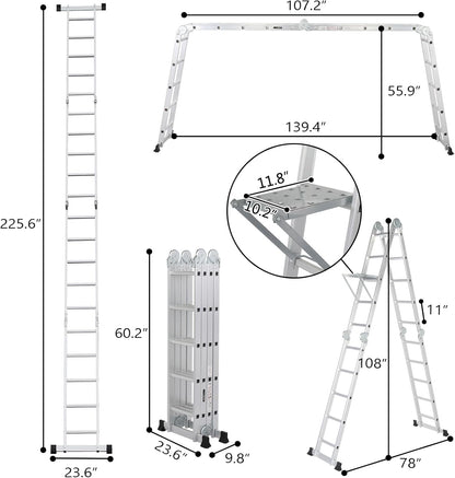 7-in-1 Aluminum Extension Ladder | Folds for Easy Storage
