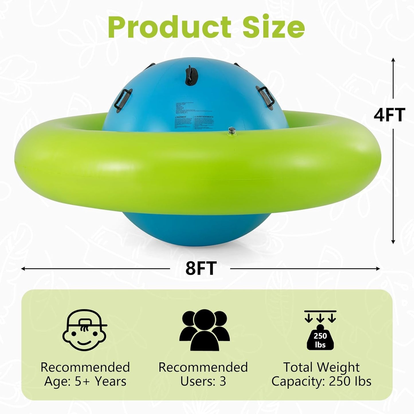 Giant 8ft Inflatable Play Dome for Kids – Roll, Rock & Climb Toy | 250 lb Capacity | Outdoor Backyard Fun