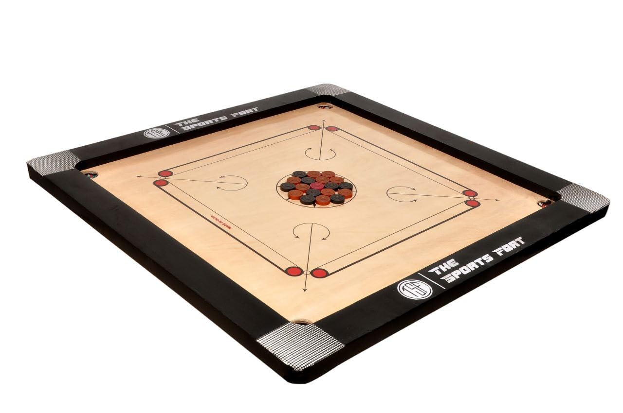 Professional Waterproof Carrom Board - 36x36 Inch Heavy-Duty Tournament Wooden Game Set with Rotating Pockets