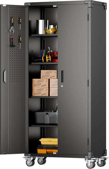 Large Locking Tool Storage on Wheels 🛒🔒 | Adjustable Shelves, 600LBS Capacity