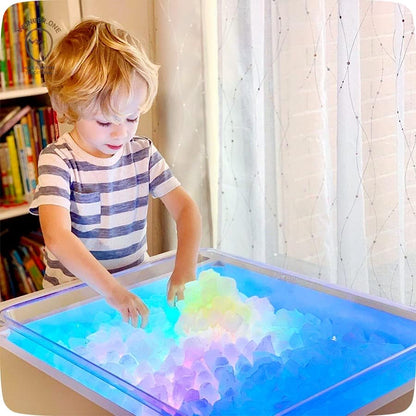 Adjustable Kids Sensory Table with LED Lights & Water Play