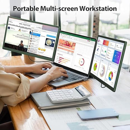 Triple Screen Extender for Laptop - 14" Portable FHD Monitor, Plug & Play