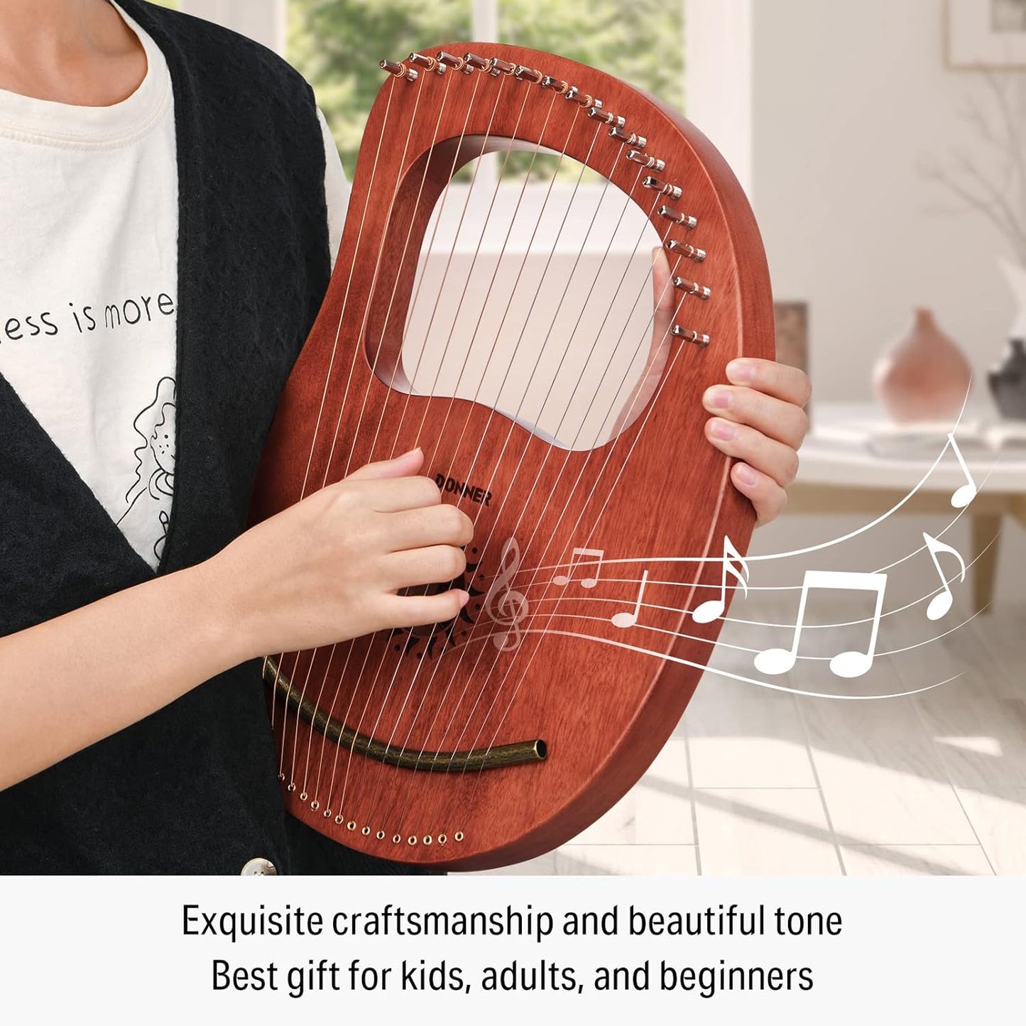 Handcrafted Mahogany Lyre Harp - 16 Strings w/Gig Bag & Tuning Kit