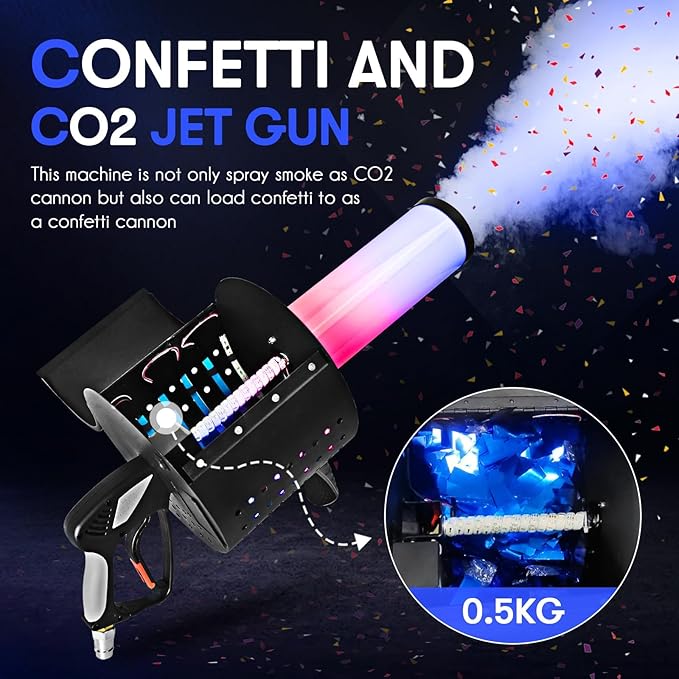 7-Color LED Confetti Blaster Cannon - Handheld Party Effect Machine