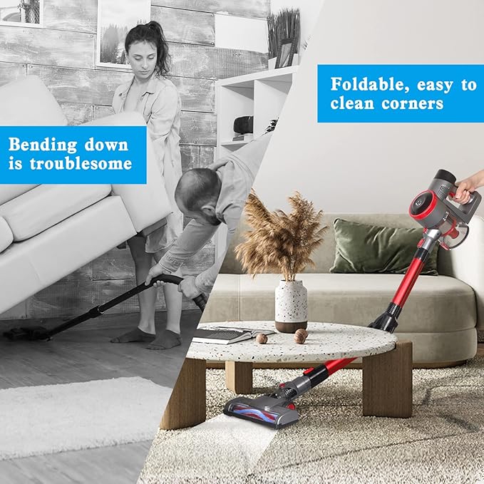 Powerful Cordless Stick Vacuum, 4-in-1 Lightweight for Pet Hair & Home