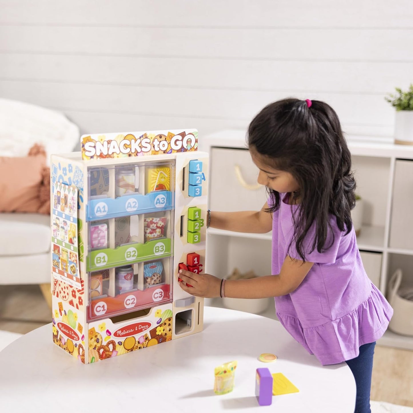 Deluxe Wooden Vending Machine Play Set - 16Pc Imaginative Gift