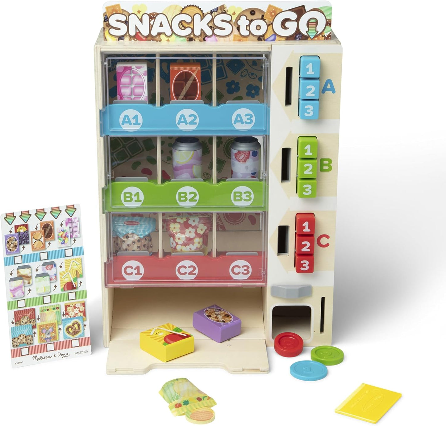 Deluxe Wooden Vending Machine Play Set - 16Pc Imaginative Gift