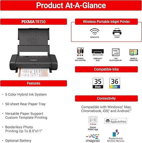 Compact Wireless Printer - For Home, Office & Travel