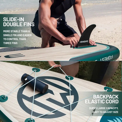 Ultra-Stable Inflatable SUP - 11ft Wood Design, Includes Full Kit