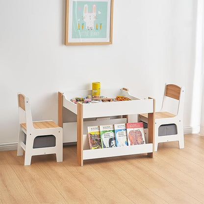🎈4-in-1 Kids Activity Desk & Chair Set w/ Storage | Reversible Table