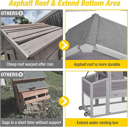 Premium Mobile Chicken Coop with Wheels – Expandable, Easy-Clean Design & UV-Protected Roof