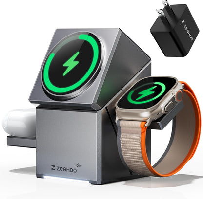 Qi2 Fast Wireless Charger: All-in-One Dock for iPhone, Apple Watch & AirPods