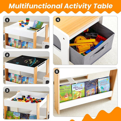 🎈4-in-1 Kids Activity Desk & Chair Set w/ Storage | Reversible Table