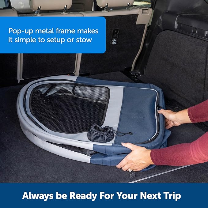 Portable Dog Car Crate | Foldable Carrier with Seatbelt Security