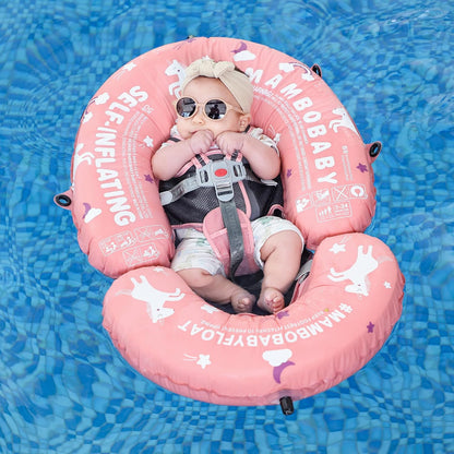 Portable Baby Float with Canopy - 3-in-1 Self-Inflating Pool Float for Infants & Toddlers (3-24 Months, 40lb)