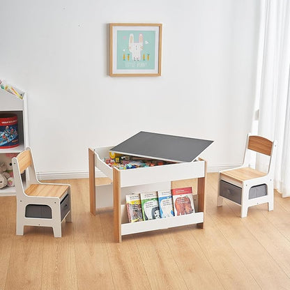 🎈4-in-1 Kids Activity Desk & Chair Set w/ Storage | Reversible Table