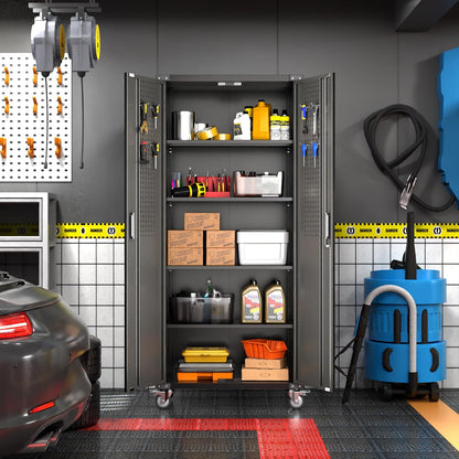 Large Locking Tool Storage on Wheels 🛒🔒 | Adjustable Shelves, 600LBS Capacity