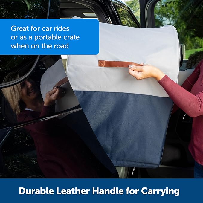 Portable Dog Car Crate | Foldable Carrier with Seatbelt Security