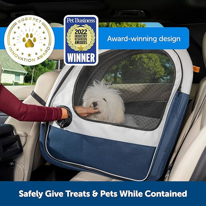 Portable Dog Car Crate | Foldable Carrier with Seatbelt Security