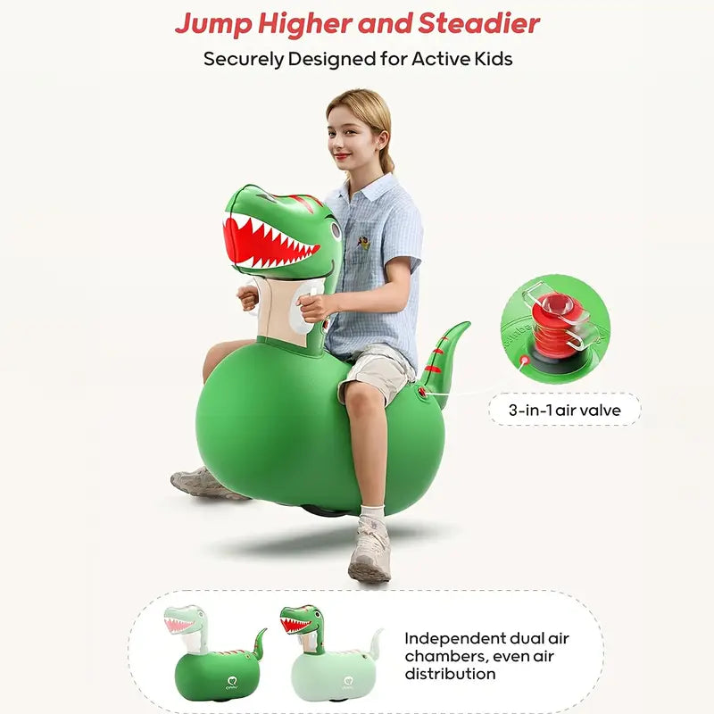 2-Pack Giant Inflatable Dinosaur Hoppers for Kids – Bounce, Play & Roar! Includes Hand Pump