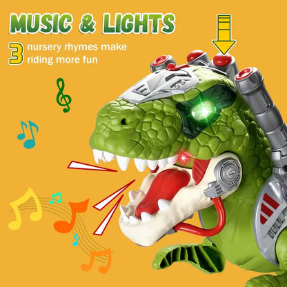 Interactive Dinosaur Ride On Toy with Lights, Sound & Smoke - Ages 3-6 (110 lbs)
