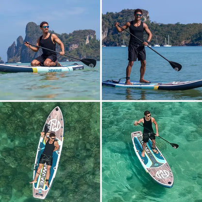 Ultra-Stable Inflatable SUP - 11ft Wood Design, Includes Full Kit