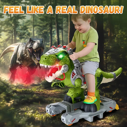 Interactive Dinosaur Ride On Toy with Lights, Sound & Smoke - Ages 3-6 (110 lbs)