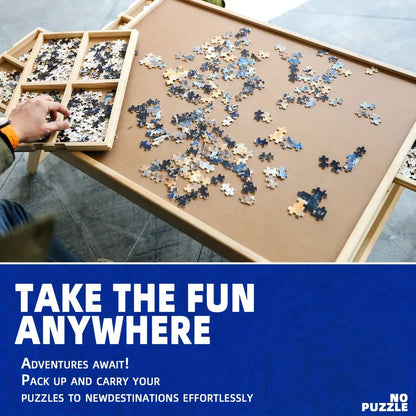 Portable Wooden Puzzle Table with 4 Drawers – Foldable & Organized for 1000-Piece Puzzles, Perfect Gift for Adults