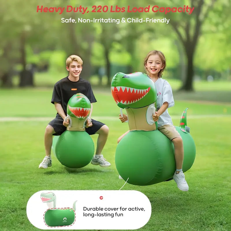 2-Pack Giant Inflatable Dinosaur Hoppers for Kids – Bounce, Play & Roar! Includes Hand Pump