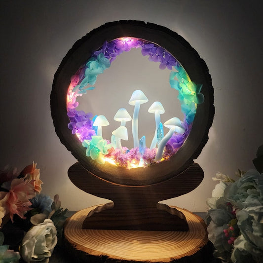 Handcrafted Crystal Mushroom Night Light – Unique Desk Decor & Gift