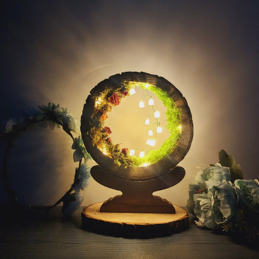 Handcrafted Crystal Mushroom Night Light - Unique Wooden Lamp Gift