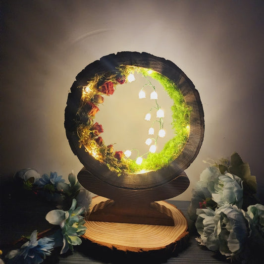 Handcrafted Crystal Mushroom Night Light - Unique Wooden Lamp Gift