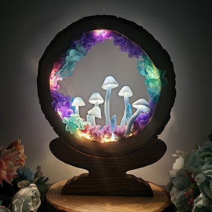 Handcrafted Crystal Mushroom Night Light – Unique Desk Decor & Gift