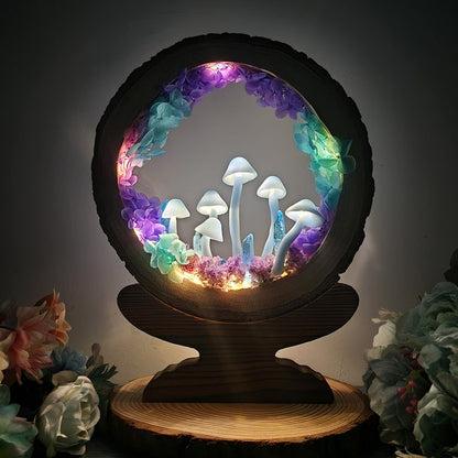 Handcrafted Crystal Mushroom Night Light – Unique Desk Decor & Gift