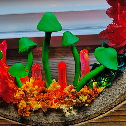 Handcrafted Crystal Mushroom Night Light - Unique Wooden Lamp Gift